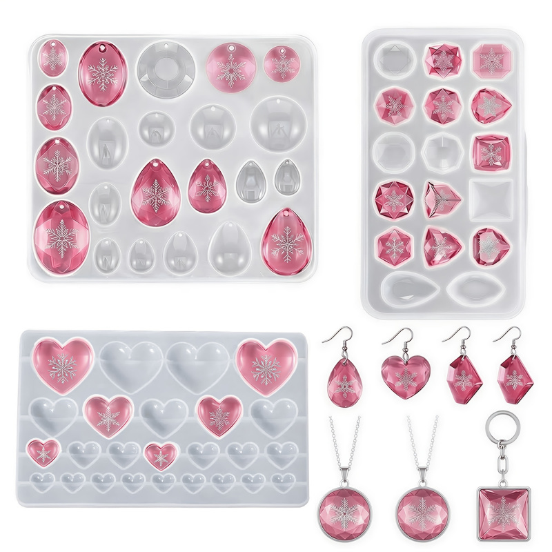Resin Art Heart - 3Packaged Gemstone Silicone Mold Resin jewelry