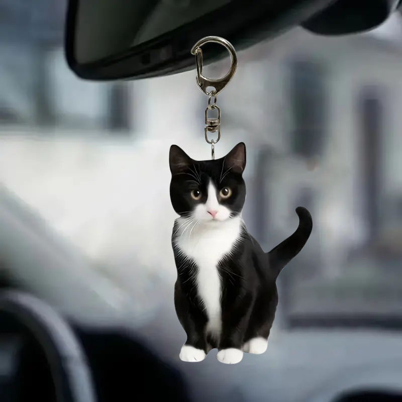 Black And White Cat Keychain 2 - Resin Art Keychain Design recension och pris