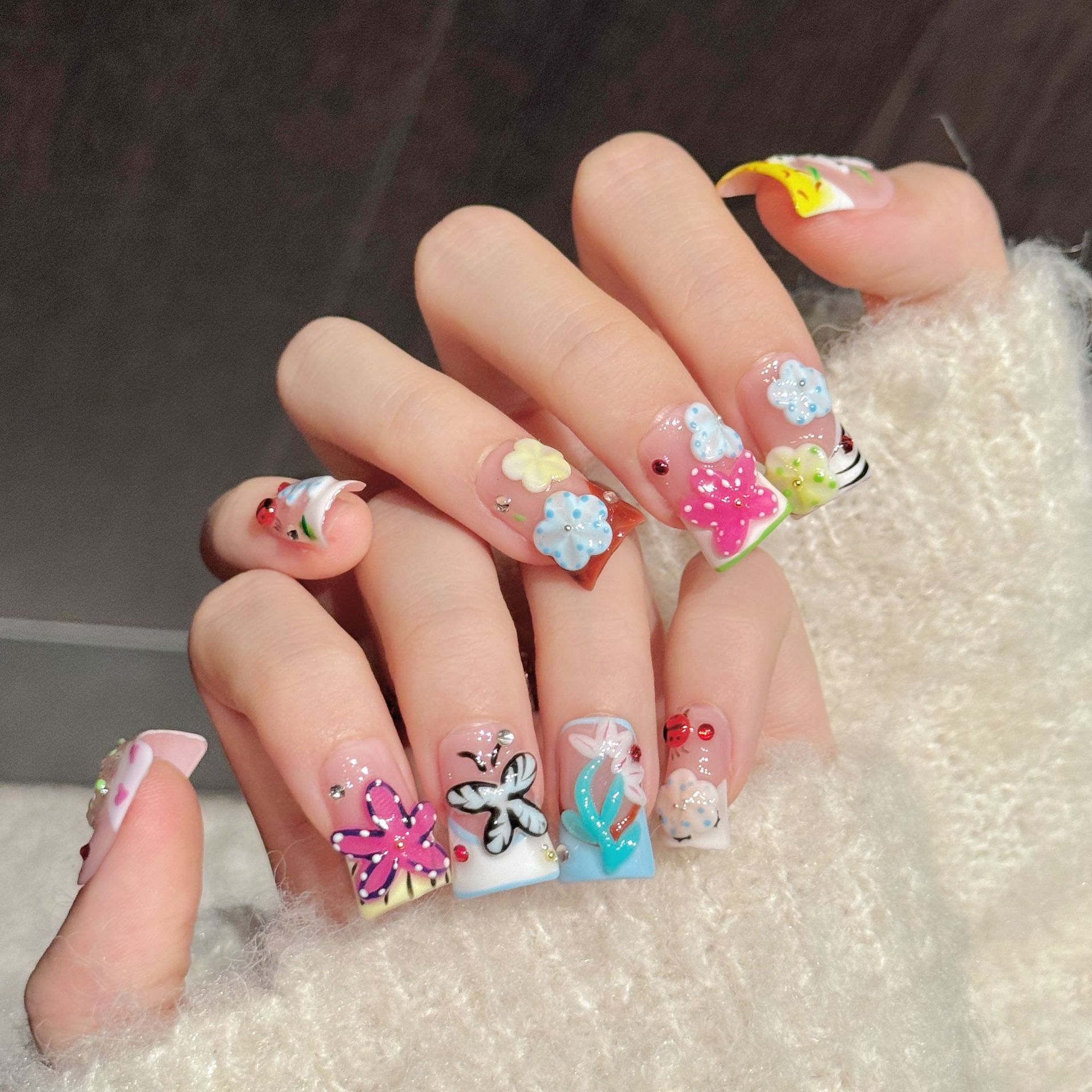 10PCS Duck Handmade Press On N - Resin Art Flower recension och pris