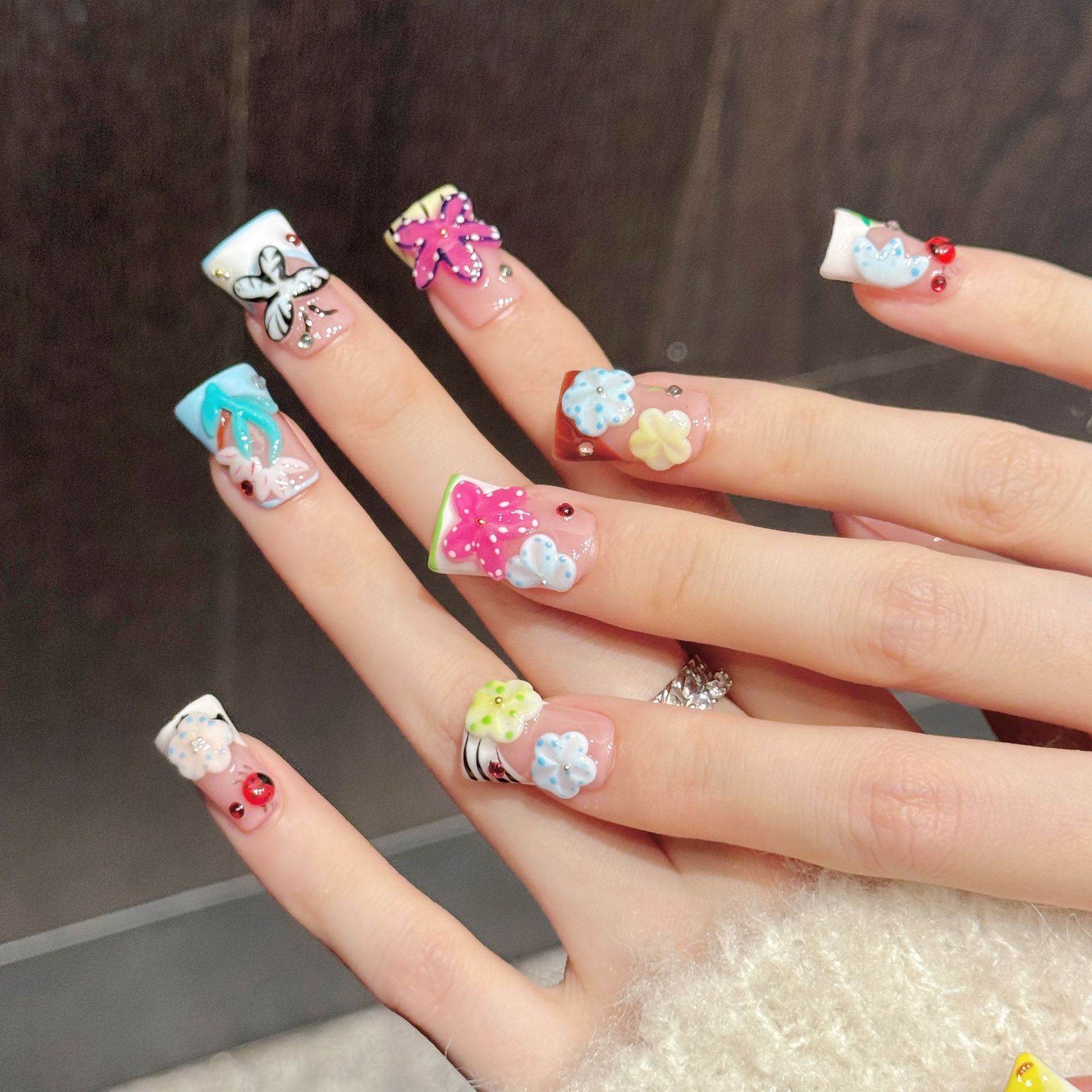 10PCS Duck Handmade Press On N - Resin Art Flower recension och pris