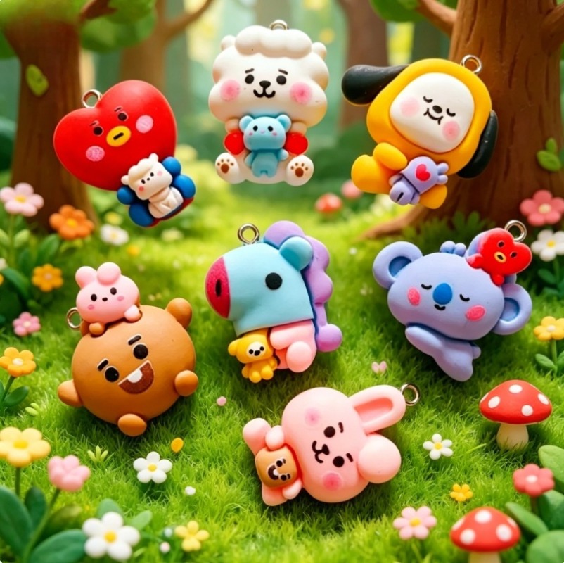 7pcs BT21 Resin Cartoon Charm  - Resin Art Jewelry Kit recension och pris