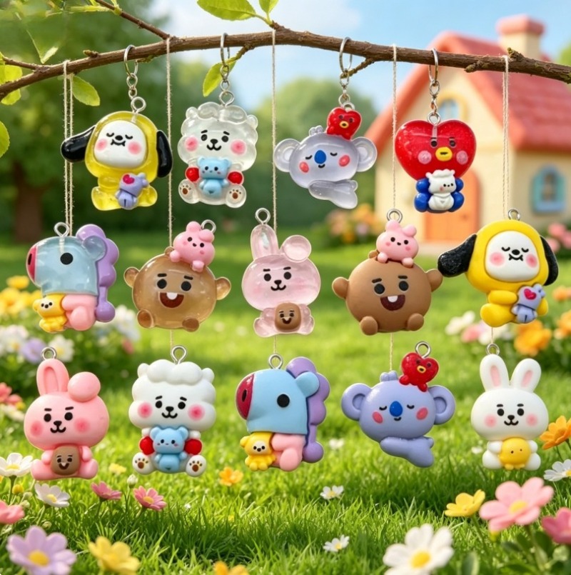 7pcs BT21 Resin Cartoon Charm  - Resin Art Jewelry Kit recension och pris