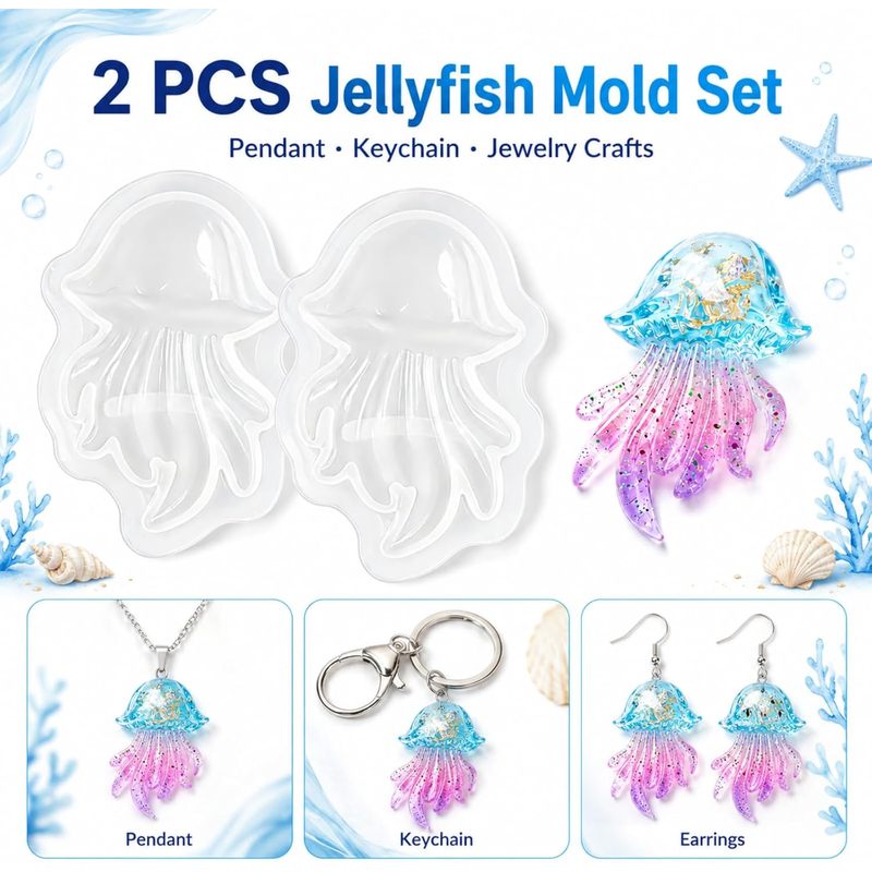 2Set of Jellyfish Resin Molds， - Silicone Mold Ocean recension och pris
