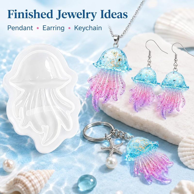 2Set of Jellyfish Resin Molds， - Silicone Mold Ocean recension och pris