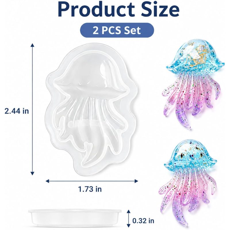 2Set of Jellyfish Resin Molds， - Silicone Mold Ocean recension och pris
