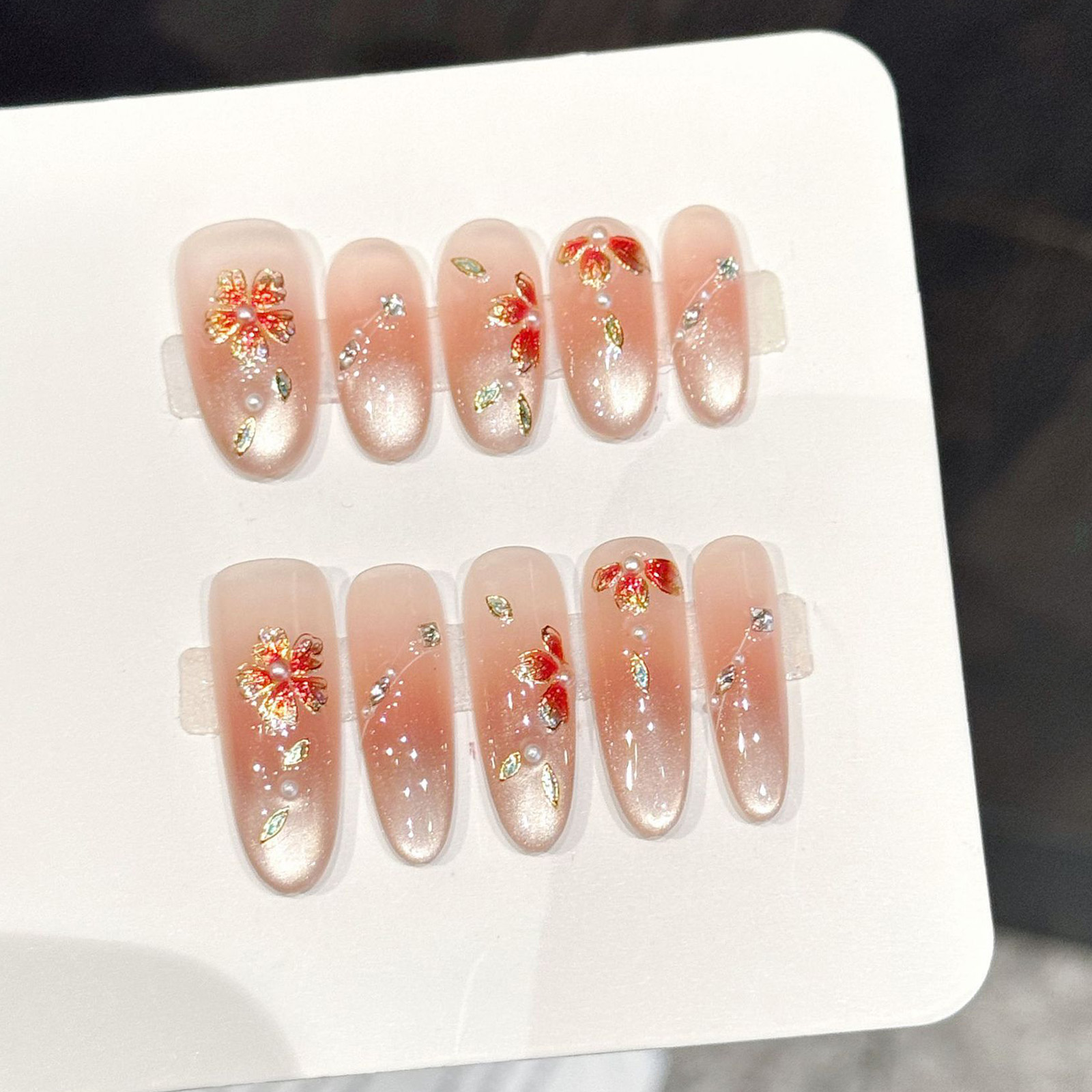 10pcs Handmade Fake Nails Pres - Resin Art Flower recension och pris